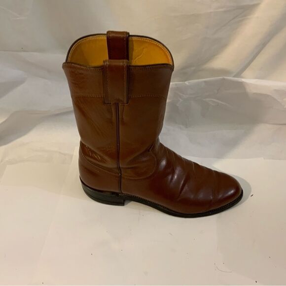 Justin 3802 Men\'s Roper Brown Leather Western Cowboy Boots USA Made Sz 7.5 D main image 7